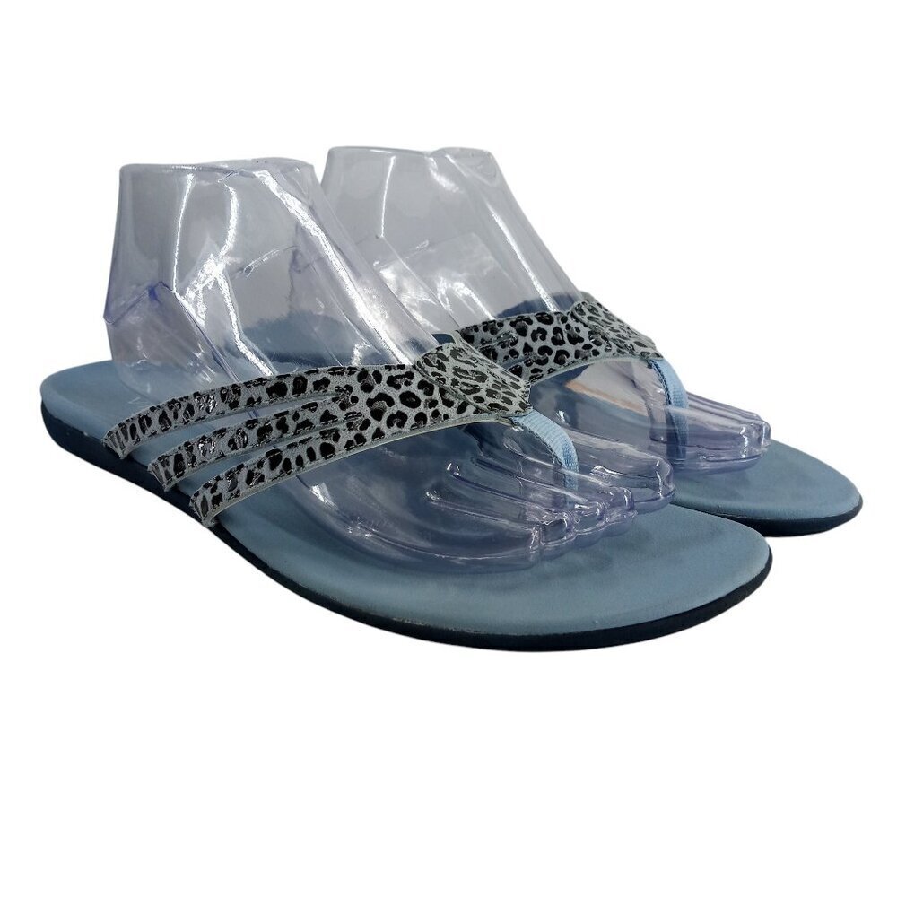 Vionic Alta Sky Leopard Blue Thong Flip Flops Sandals Size 11 Comfort Pastel